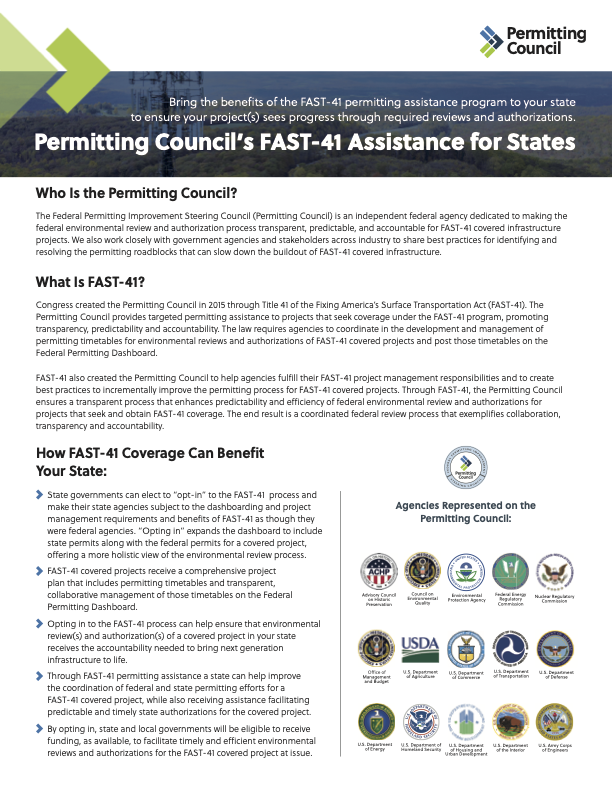 Permitting Council Assistance for States Factsheet Preview Image